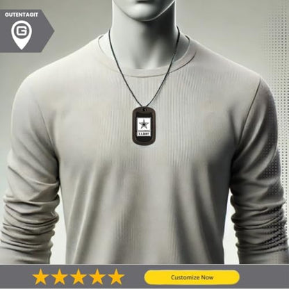 Army Military Dog Tag Necklace - Custom Laser Engraved * Made in USA