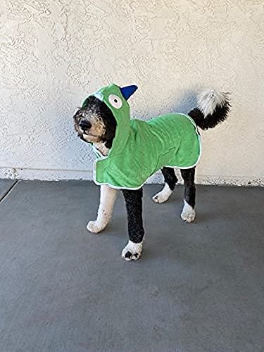BoxDog Wearable Microfiber Dog Towel with Monster Hoodie | Soft Dog Bathrobe (Medium) - color: Green Monster, size: Medium