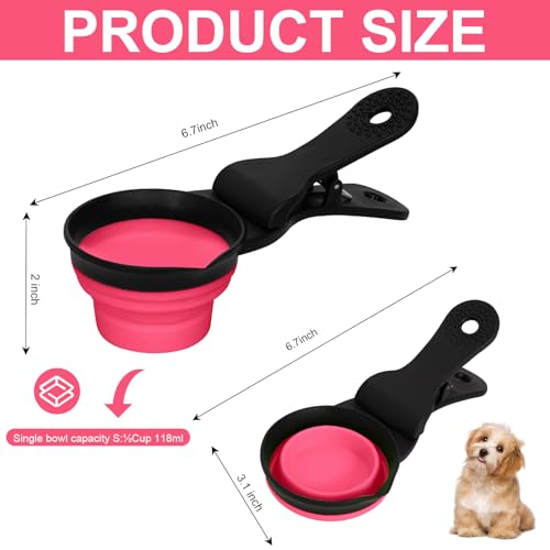 Collapsible Dog Food Scoop Foldable Pet Food Bag Clip 3 in 1 Multi-function Silicone Cat Food Measuring Cup Scoop Dog Food Scooper Pet Food Storage Clip (Rose Red, 1/2 Cup Capacity(1 Pack)) - color: Rose Red, size: 1/2 Cup Capacity(1 Pack)