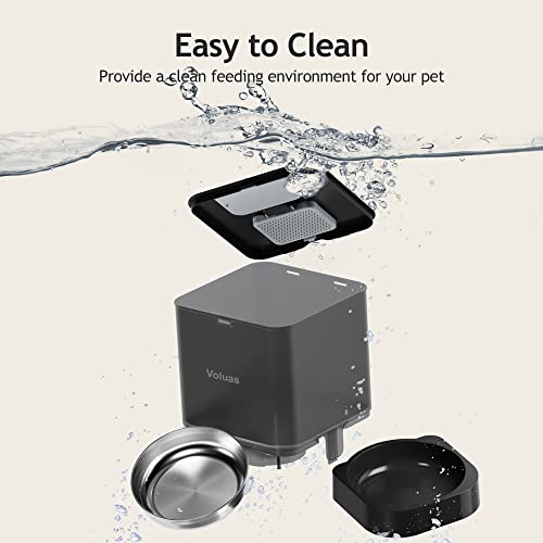 VOLUAS Automatic Cat Feeders - Pet Dry Food Dispenser with Timer, Automatic Cat Feeders with Desiccant Bag, Programmable Portion Size Control 4 Meals Per Day, 10s Voice Recorder | Programmable Portion Control, Up to 4 Meals Daily, Dual Power Supply, Power