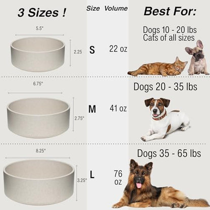 Loving Pets - Dolce Bamboo - Eco-Friendly Pet Bowls & Dishes for Dog, Cats, Puppy Food and Water Dish -Sustainable and Dishwasher Safe, Made with Real Bamboo (Large, Oat-Beige) - color: Oat Beige, size: Large Dish