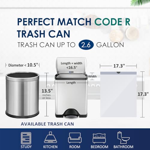 2.5 Gallon/10 Liter 100 Counts Strong Drawstring Trash Bags Garbage Bags by RayPard, Small Plastic Bags, Trash Can Liners for Home Office Kitchen Bathroom Bedroom, White Waste Basket Liners (White) - style: 100-2.5 Gallon-White