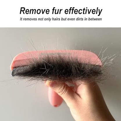 Pet Deshedding Tool with Curve Blade, Cat Grooming Brush, Tight V-shaped Teeth Shedding Comb for Cat and Dog (Pink, Large) - color: Pink, size: Large