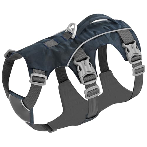 Escape Proof Dog Harness Medium Sized Dog, Lightweight Full Body Pet Vest with Lift Handle and Leash Clip, Reflective Adjustable No Slip Dog Harness for Daily Walking(Grey,Chest:17-32") - color: Grey, size: M: Chest 17-32", Fit 25-55 lbs