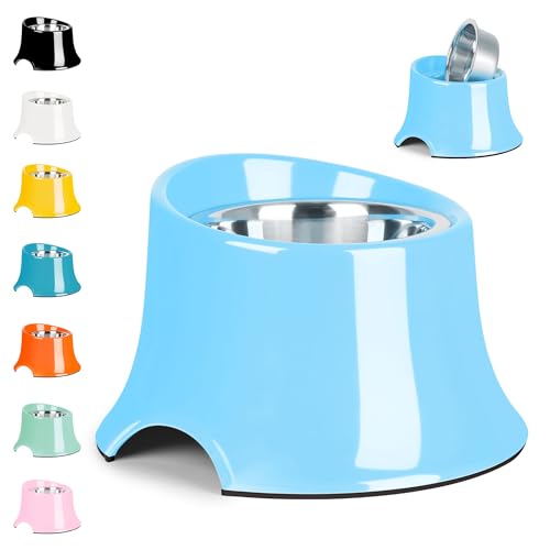 Tilted Elevated Dog Bowls Non-Slip & Non-Spill Pet Feeder with Elevated Detachable Melamine Stand, High Capacity Tilted Dog Bowl for Medium Small Size Dogs M/2 Cup Sky Blue - color: Blue, size: M/2 Cup