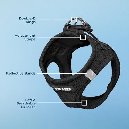 Best Pet Supplies - All Weather Mesh / Plush, Reflective, No Pull Harness for Small, Medium Dogs, Cats - Secure with Hook & Loop Fastener, Buckle, Double D-Rings - Black/Black Trim, XS - color: Harness (Black/Black Trim), size: XS (Chest: 13 - 14.5")