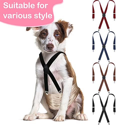Sanwuta 4 Pieces Dog Diaper Suspenders Male Female Adjustable Pet Diaper Keeper Suspender for Dog Skirt Dress Pet Clothes, 4 Colors
