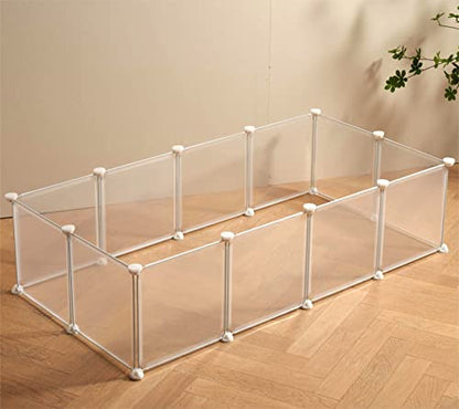 LURIVA Transparent Clear Small Animal Playpen, Guinea Pig Cages, Puppy Dog Playpen, Pet Playpen, Rabbit Bunny Indoor Fence Pen Enclosure, White Clear Plastic Playpen,12X12 Inch, 12Panels