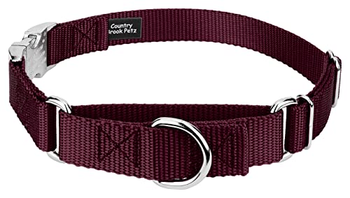 Country Brook Petz - Martingale Dog Collar - Heavy Duty Nylon Adjustable Martingale Dog Collar with Premium Buckle for Small Medium Large Breeds (5/8 Inch, Extra Small, Burgundy) - color: Burgundy, size: Extra Small (Pack of 1)