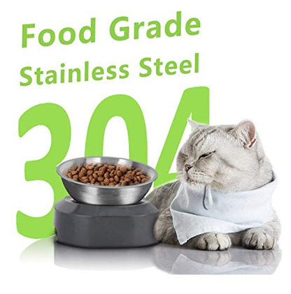 AYADA Dedicated Replacement Cat Bowl for Raised Cat Food Bowl, Base Not Included Elevated Stainless Steel 0-15° Slanted Kitty Kitten Pet Dish for Wet Food Water Anti Vomiting - color: Replacement