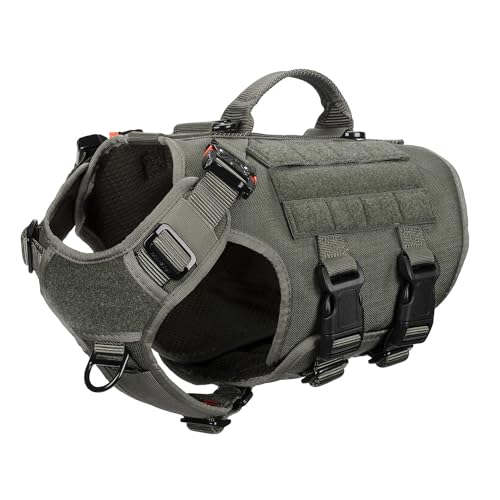 ICEFANG GN3 Tactical Dog Harness with 6X Buckle,Dog Molle Vest with Handle,3/4 Body Coverage,Hook and Loop Panel for ID Patch,No Pulling Front Clip (S (22"-27" Girth), Ranger Green) - color: Ranger Green, size: Small (Pack of 1)