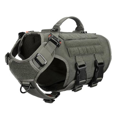 ICEFANG GN3 Tactical Dog Harness with 6X Buckle,Dog Molle Vest with Handle,3/4 Body Coverage,Hook and Loop Panel for ID Patch,No Pulling Front Clip (S (22"-27" Girth), Ranger Green) - color: Ranger Green, size: Small (Pack of 1)