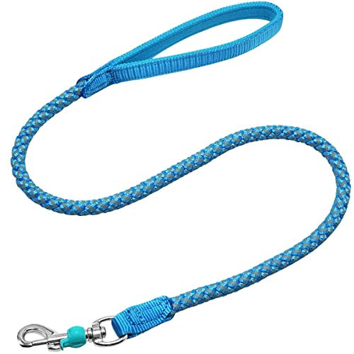 2/3/4/6/10 Foot Reflective Dog Leash Strong Nylon Rope Braided Heavy Duty for Large and Medium Small Dogs Walking Training Leads (Sky Blue, 3ft * 1/2") - color: Sky blue, size: 3ft * 1/2"