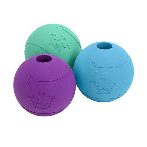 Chew King Fetch Balls Extremely Durable Natural Rubber Toy Pack of 3 - 3 inch Balls (CM-0263-CS01) - color: 3-Pack (3" Balls) - Blue, Purple, Turquoise