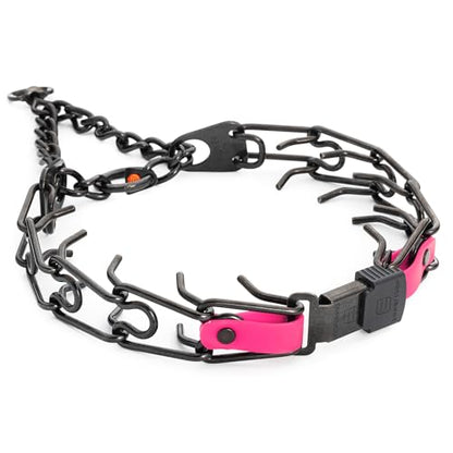 Herm Sprenger Black Stainless Steel Dog Collar with Quick Release ClicLock Buckle and Biothane Insert Training Collar Made in Germany (Passionfruit Pink, 25in x 4.0mm(Neck Size up to21-22in)) - color: Passionfruit Pink, size: 25in x 4.0mm(neck size up to2