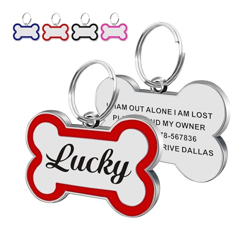Dog Tags Personalized for Pets Dog Name Tags Personalized Dog Tag Engraved Custom Dog Tags for Pets Custom ID Tags for Puppy Cat (Red, S) - color: Red, size: S