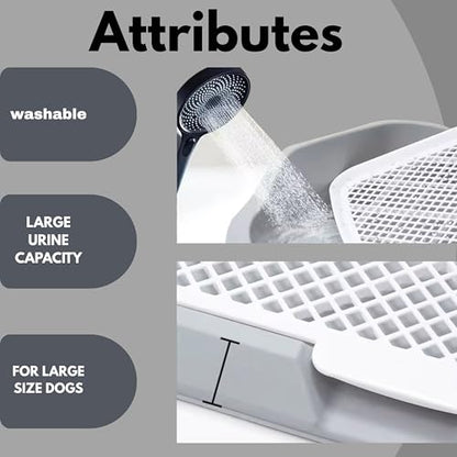 Indoor Dog Potty Tray, Pee Pad Holder 23.6"x17.7", Puppy Training Toilet, Leak-Proof Pet Litter Box for Small & Medium Dogs, Housebreaking & Pet Bathroom Solution (Gray)