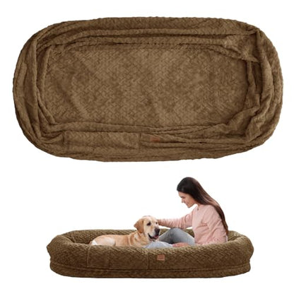 ChiXnuggle Faux Fur Washable Human Dog Bed Cover | 72*40*10,removable replace cover,soft fur,non-slip bottom,brown - color: Brown, size: Cover (72x40x10)
