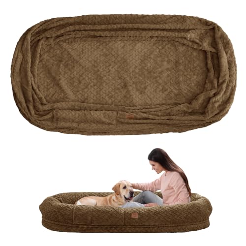ChiXnuggle Faux Fur Washable Human Dog Bed Cover | 72*40*10,removable replace cover,soft fur,non-slip bottom,brown - color: Brown, size: Cover (72x40x10)
