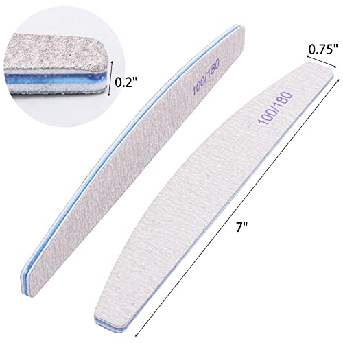 25Pcs 100/180 Grit Nail File Set - Double-Sided Emery Boards for Acrylic, Gel & Natural Nails - Professional Nail Files - size: 25 Count(100/180 Grit)