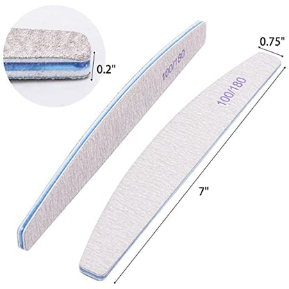 25Pcs 100/180 Grit Nail File Set - Double-Sided Emery Boards for Acrylic, Gel & Natural Nails - Professional Nail Files - size: 25 Count(100/180 Grit)