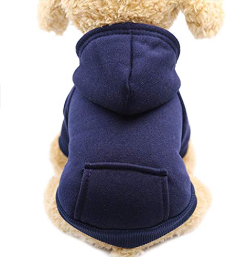 Idepet Pet Dog Hoodies Dog Clothes for Small Dogs Vest Chihuahua Clothes Warm Coat Jacket Autumn Puppy Outfits Cats Dogs Clothing(M, NavyBlue) - color: NavyBlue, size: Medium