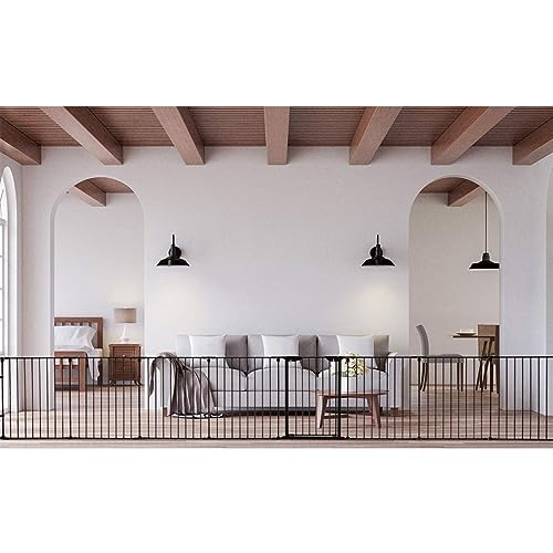 Costzon Baby Safety Gate, 181-Inch Extra Wide Fireplace Fence, Foldable Pet Gates with Add/Decrease Panels Directly, Wall-Mount Metal Gate for Pet & Child - color: Black, size: 8-Panel