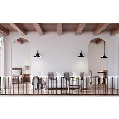 Costzon Baby Safety Gate, 181-Inch Extra Wide Fireplace Fence, Foldable Pet Gates with Add/Decrease Panels Directly, Wall-Mount Metal Gate for Pet & Child - color: Black, size: 8-Panel