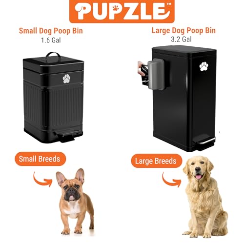 Pupzle Dog Poop Trash Can Outside, 1.3 Gal Metal Dog Waste Trash Can with Lid Outdoor, Waste Container with Pedal Garbage Poop Bin, Poo Bucket Outdoor with Lid for Backyard Odor Control, 30 Bags - size: Small