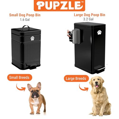 Pupzle Dog Poop Trash Can Outside, 1.3 Gal Metal Dog Waste Trash Can with Lid Outdoor, Waste Container with Pedal Garbage Poop Bin, Poo Bucket Outdoor with Lid for Backyard Odor Control, 30 Bags - size: Small