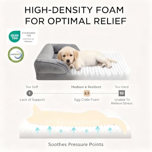 Orthopedic Dog Bed for Small Dogs- Memory Foam Pet Bed with Cooling Support, Calming Washable Dog Bed with Soft Bolster, Removable Machine Washable Cover, Non-Slip Bottom with My Home Label