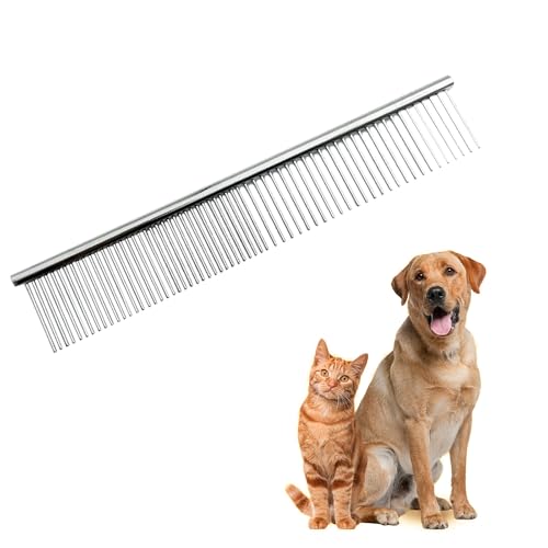Stainless Steel Pet Grooming Comb, Grooming Tool for Dogs and Cats, Removes Knots & Tangles, 7.5 Inch