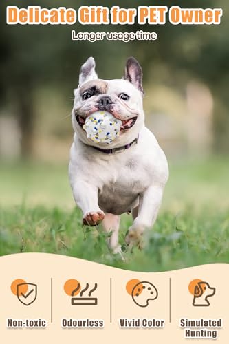 Moonorange 2.36'' Dog Balls for Dogs Aggressive Chewers Indestructible Tennis Durable Bouncy Interactive Dog Toy Balls for Fetch Game Floating Training(White Medium) - color: White-Medium