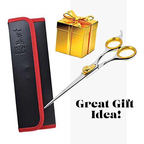 Sharf Gold Touch Pet Grooming Shear | Straight Cat & Dog Grooming Scissors | 6.5 Inch | 440c Japanese Stainless Steel Pet Dog Shearing Scissors | Animal Shears with Removable Comfort Rings - size: 6.5 Inches, style: Straight Scissors - Blunt Tip