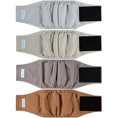 Paw Legend Washable Dogs Diapers Male Dog Belly Bands for Male Dogs Diapers Reusable Puppy & Doggie Diapers Male (4 Pack, X-Large) - color: Solid, size: X-Large