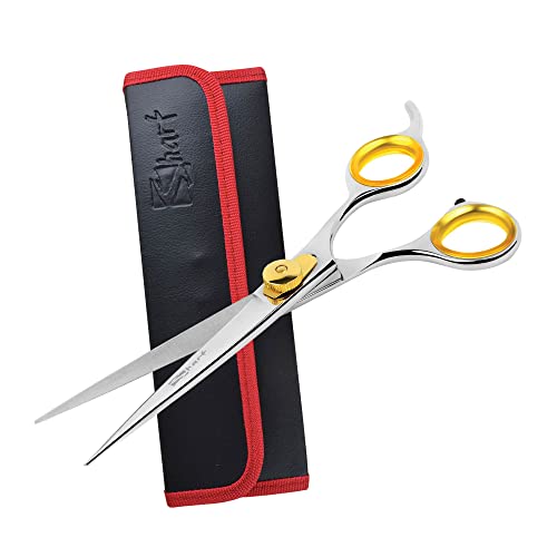 Sharf Gold Touch Pet Grooming Shear | Straight Cat & Dog Grooming Scissors | 7.5 Inch | 440c Japanese Stainless Steel Pet Dog Shearing Scissors | Animal Shears with Removable Comfort Rings - size: 7.5 Inches, style: Straight Scissors - Blunt Tip