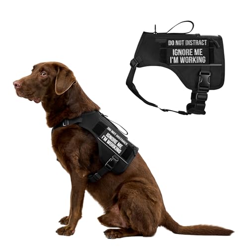 OneTigris Sentinel Pink Service Dog Vest with Patches, Reflective Lightweight Service Dog Harness with Pockets for Medium Large Dogs (Black, L: Neck 18-25", Chest 27-36") - color: Black, size: L: Neck 18-25", Chest 27-36"