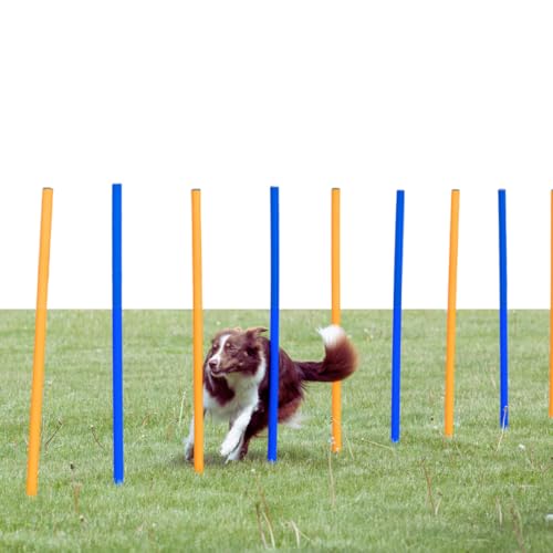 Trixie Dog Agility Slalom Course for All Breeds | 12 Adjustable Weave Poles - Agility at Home, Dog Obstacle Training Equipment