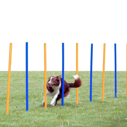 Trixie Dog Agility Slalom Course for All Breeds | 12 Adjustable Weave Poles - Agility at Home, Dog Obstacle Training Equipment