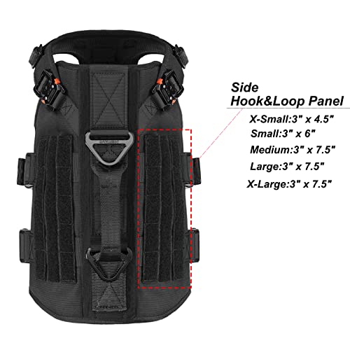 ICEFANG GN3 Tactical Dog Harness with 6X Buckle,Dog Molle Vest with Handle,3/4 Body Coverage,Hook and Loop Panel for ID Patch,No Pulling Front Clip (M (25"-31" Girth), Black) - color: Black, size: Medium (Pack of 1)