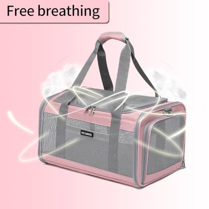 Airline Approved Pet Carrier for Cats and Small Dogs, Breathable and Collapsible Design, Portable Travel Bag for Bearded Dragon, Puppies Animal Hangbag, Rabbit Cage (Pink, Small) - color: pink