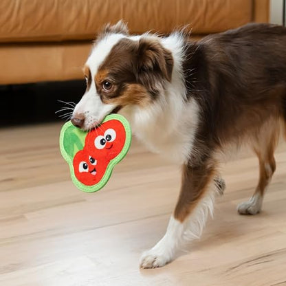 Outward Hound Tough Skinz Durable Squeaky Dog Toy with Two Tough Layers, Cherries, Red, Small - color: Cherries, size: Small