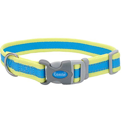 Coastal Pet - Pro - Reflective Adjustable Dog Collar, Aqua with Neon Yellow, 3/4" x 08"-12" - color: Aqua with Neon Yellow, size: 3/4" x 08"-12" (Pack of 1)