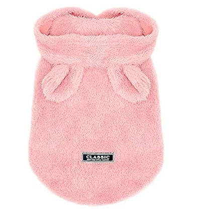 Easter Dog & Cat Outfit - Bunny Ears Hoodies, Fleece Puppy Clothes, Warm Dog Sweatshirt & Cat Costume (Large, Pink) - color: Pink, size: Large
