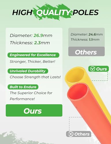SEAOTTER Soccer Agility Training Poles, 6/10/20Pcs 6FT Adjustable Detachable Sports Speed Training Sticks, Practice Equipment Accessories for Football, Slalom & Rugby, Bending Poles for Horses - size: 20 pack