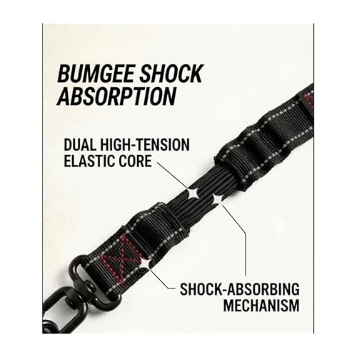 X11PAWS - Heavy Duty Dog Leash Hands Free Bungee | Two Large Dogs Up to 250 lbs | Comfortable Shock Absorbing Bungee | Reflective Dual Padded Handles | Lumbar Waist Belt 24-42" | 360° Swivel Clips