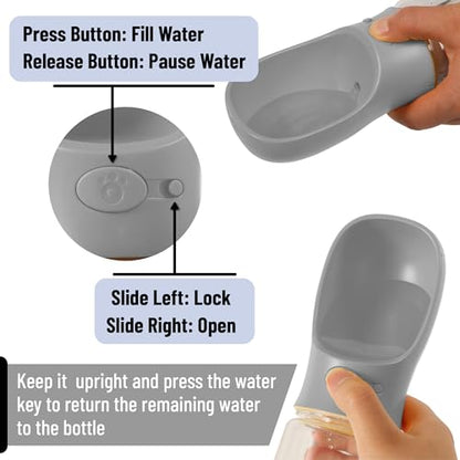Mr. Pen- Portable Dog Water Bottle, 19 oz, Large | Leak Proof Puppy Water Dispenser with Drinking Feeder for Pets, Outdoor Walking, Hiking, Travel, Not Dishwasher Safe - color: Gray