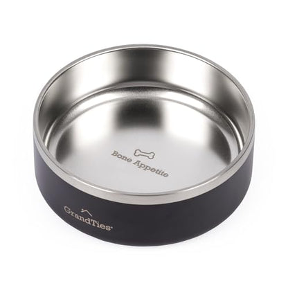 GrandTies Stainless Steel Engraved Pet Bowl | Reusable BPA-Free Insulated Pet Bowls | Large Heavy Duty Non Skid Spill Proof Dog Bowl | Outdoor Dog Water Bowl (24oz, Midnight Black) - color: Midnight Black, size: 24oz