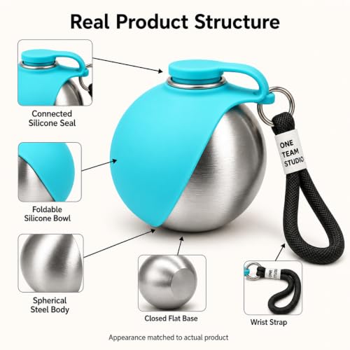 Leak Proof Portable Stainless Steel Dog Water Bottle, Flip-Top Silicone Bowl for Small Dog & Cat, Insulated Hot & Cold Retention, One-Hand Easy Use for Walking & Hiking, 10oz Blue(No Print) - color: Blue