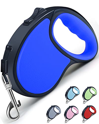 Retractable Dog Leash,[Strong Nylon Tape][One-Handed One Button Lock] for Small Medium Dogs and Cats,16ft Pet Walking Leash with 360°Tangle-Free Design,Anti-Slip Handle,Gift Package (Navy Blue) - color: Navy Blue
